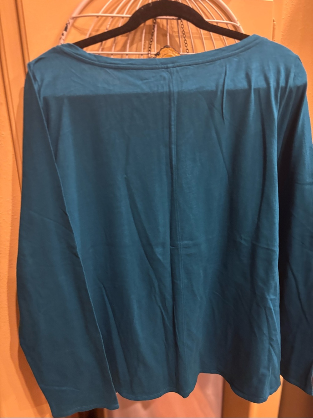 Eileen Fisher Teal Boat-Neck Long-Sleeve Tee - Picture 2 of 6